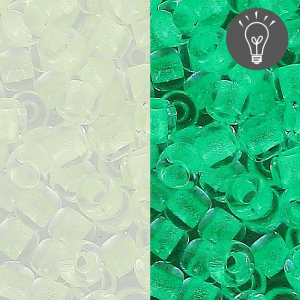 Toho Seed beads 11/0 TO11R2710 - Glow In The Dark - Crystal/Bright Green x8
