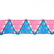 Braided galon Herringbone pattern weaved 12 mm Blue/Pink vivid x1m