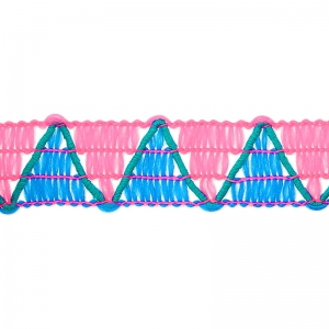 Braided galon Herringbone pattern weaved 12 mm Blue/Pink vivid x1m