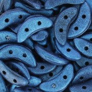 Czechmates Crescent 2 holes 3 x 10 mm Metallic Suede Blue x5g
