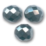 Fire Polished faceted round beads 10mm Jet Hematite x10|raw }}