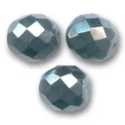 Fire Polished faceted round beads 10mm Jet Hematite x10