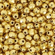 True 2mm Fire Polished faceted round beads 24 K Gold Plated x50