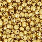 True 2mm Fire Polished faceted round beads 24 K Gold Plated x50