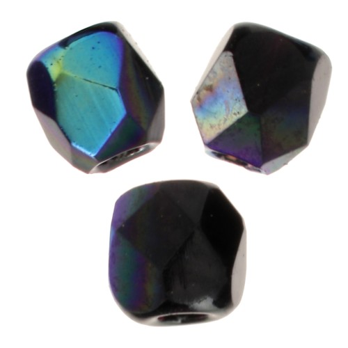 True 2mm Fire Polished faceted round beads Jet AB x50
