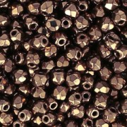 True 2mm Fire Polished faceted round beads Jet Gold x50