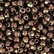 True 2mm Fire Polished faceted round beads Jet Gold x50