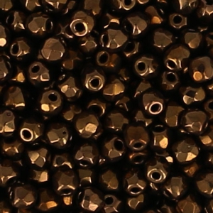 True 2mm Fire Polished faceted round beads Jet Bronze x50