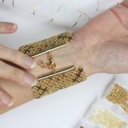 Terminator for beads weaving 40mm Gold tone satined x1