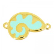 Spacer shell enameled 2 loops 30mm Mint/gold tonex1|raw }}