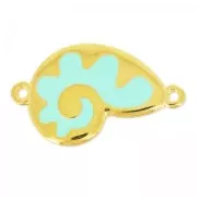 Spacer shell enameled 2 loops 30mm Mint/gold tonex1
