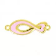 Spacer fish enamelled 2 loops 29mm Rose/gold tone x1