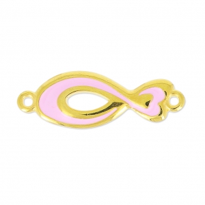 Spacer fish enamelled 2 loops 29mm Rose/gold tone x1