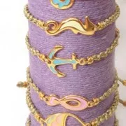 Spacer fish enamelled 2 loops 29mm Rose/gold tone x1