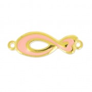 Spacer fish enamelled 2 loops 29mm Light Coral/gold tone x1|raw }}