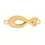 Spacer fish enamelled 2 loops 29mm Light Coral/gold tone x1