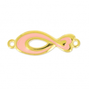 Spacer fish enamelled 2 loops 29mm Light Coral/gold tone x1