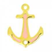 Spacer anchor enameled 2 loops 23mm  Light Coral/gold tone x1|raw }}