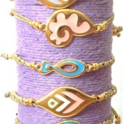 Spacer drop enamel 2 holes 32x16mm Coral/Green Turquoise/Gold tone x1