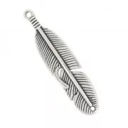 Feather spacer for bracelet 45x11 mm Antique Silver Plating x1