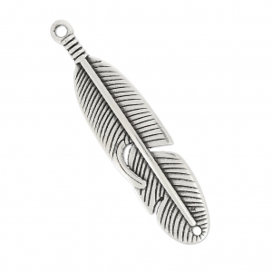 Feather spacer for bracelet 45x11 mm Antique Silver Plating x1