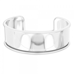 Eco Brass bracelet base with curved edge 24.5mm silver tone  x1