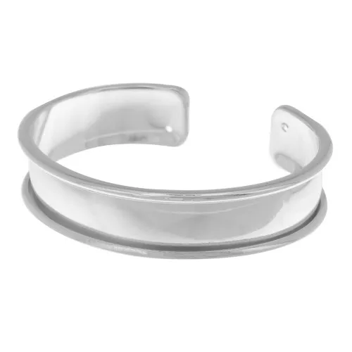 Eco Brass bracelet base with curved edge 15mm silver tone x1
