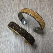 Eco Brass bracelet base with curved edge 15mm silver tone x1