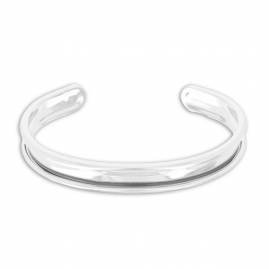 Eco Brass bracelet base with curved edge 10mm silver tone x1