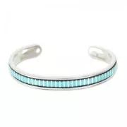 Eco Brass bracelet base with curved edge 10mm silver tone x1