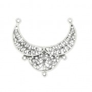 Intercalaire ajouré 3 anneaux oriental 31x29mm Antique Silver Plating x1|raw }}
