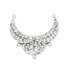 Intercalaire ajouré 3 anneaux oriental 31x29mm Antique Silver Plating x1