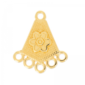 Spacer flower pattern 5 rings 23mm fine Gold plated x1