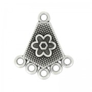 Spacer flower pattern 5 rings 23mm Antique Silver Plating x1