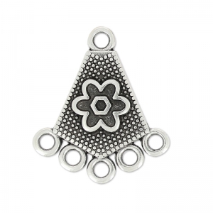 Spacer flower pattern 5 rings 23mm Antique Silver Plating x1