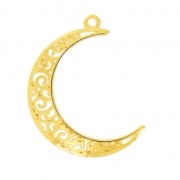 Hollow half-moon pendant 39mm fine Gold plated x1|raw }}
