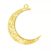 Hollow half-moon pendant 39mm fine Gold plated x1
