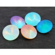 PureCrystal 1122 Rivoli Round Stone 14mm Emerald Custom Pastel  x1