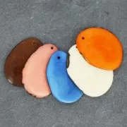 Fine Tagua slice 35-45 mm Orange x1