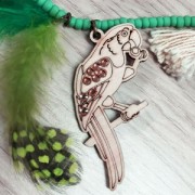 Parrot pendant 51x40mm wood Natural x1