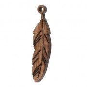 Feather pendant 50x12mm wood Brown x1