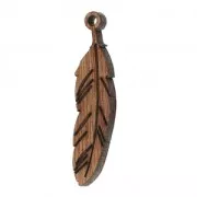 Feather pendant 50x12mm wood Brown x1