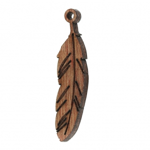 Feather pendant 50x12mm wood Brown x1