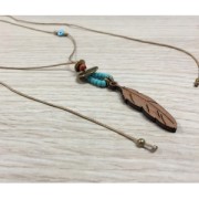 Feather pendant 50x12mm wood Brown x1