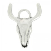 Bull head pendant 35mm Antique Silver Plating x1