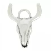 Bull head pendant 35mm Antique Silver Plating x1