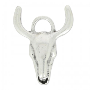 Bull head pendant 35mm Antique Silver Plating x1