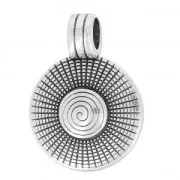 Round spiral pendant 31mm Antique Silver Plating x1