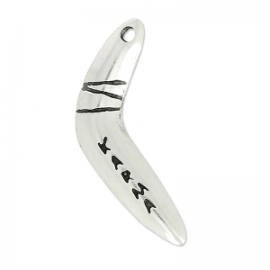 Boomerang karma pendant 29mm Antique Silver Plating x1