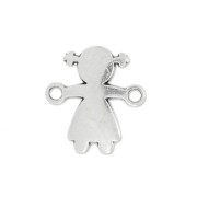 Spacer girl 2 rings  14x13mm Antique Silver Plating x1